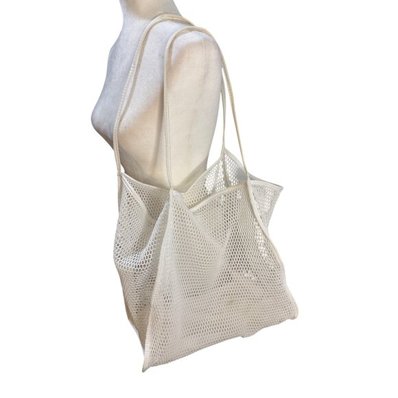 Mesh & Canvas Tote‎ Bag With Front Pocket - Picture 2 of 8